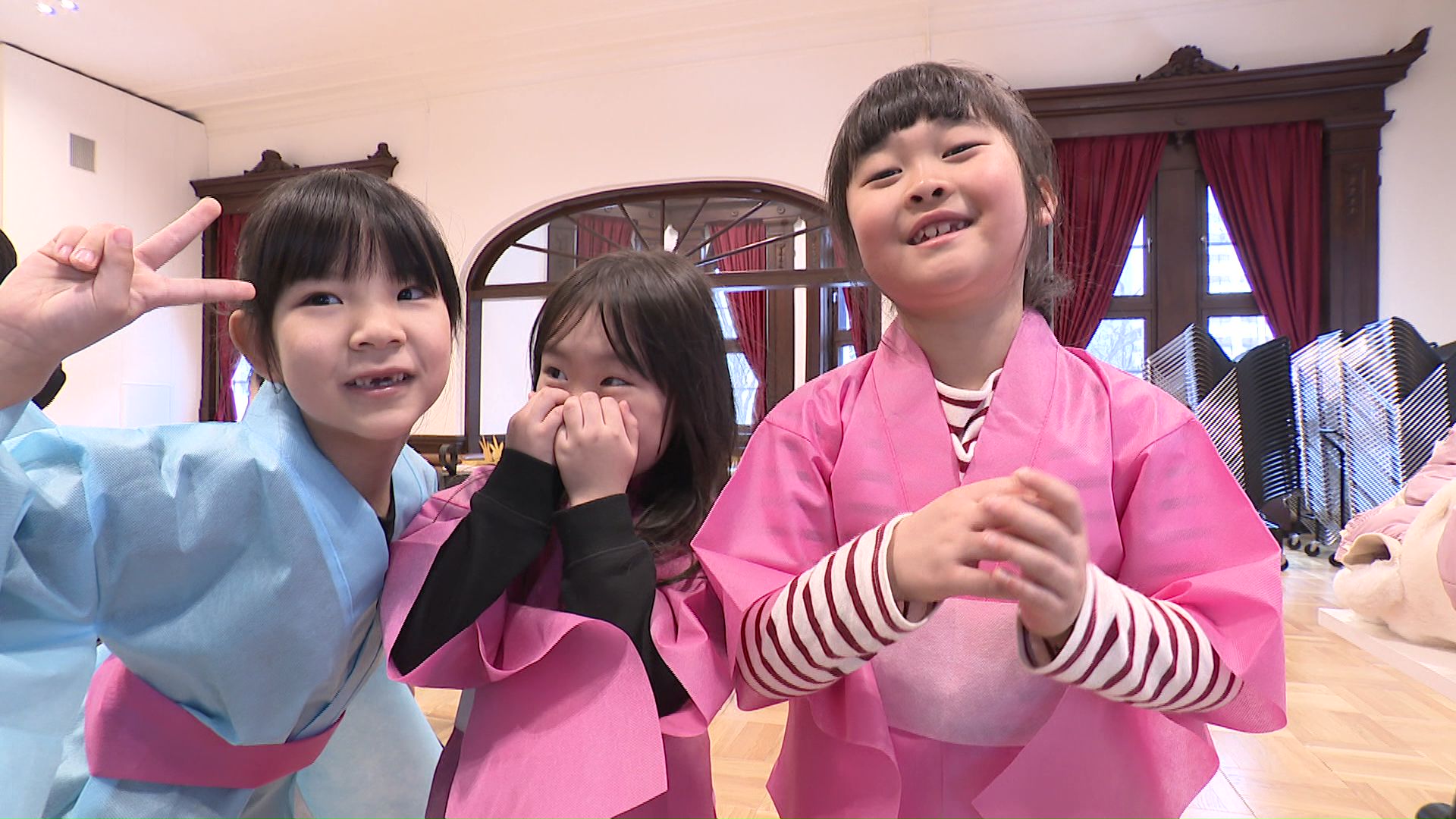 参加した園児3人