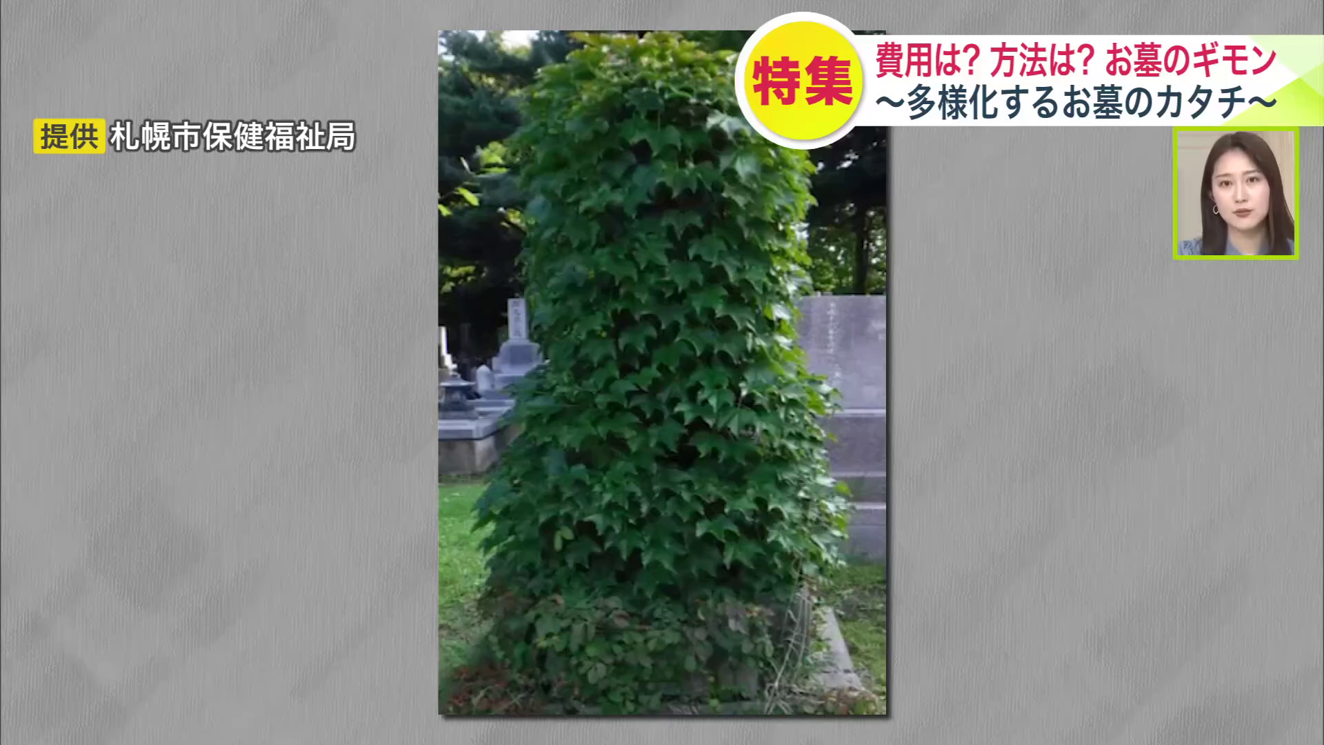 手入れされず草木で覆われた墓石(提供:札幌市保健福祉局)