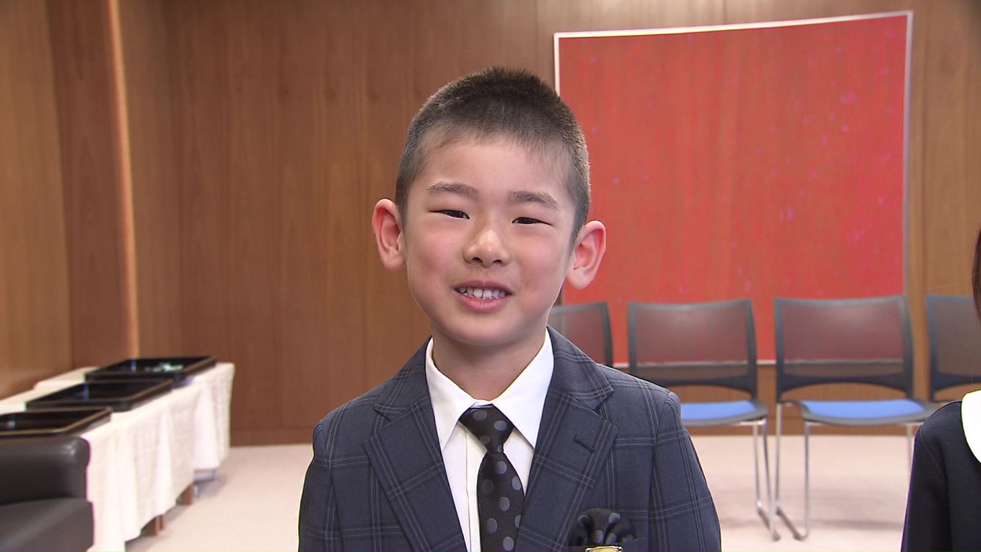 交通安全への意気込みを語る男の子