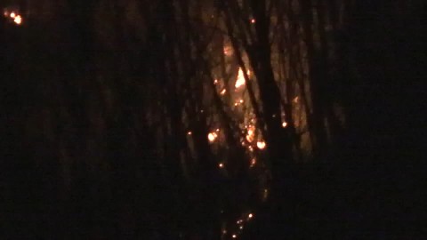 林野火災は夜通し燃え続けた