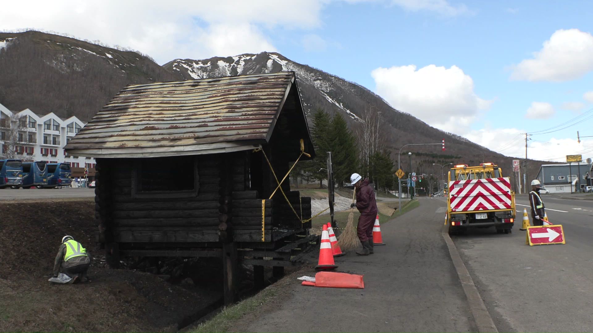 全焼したバス停