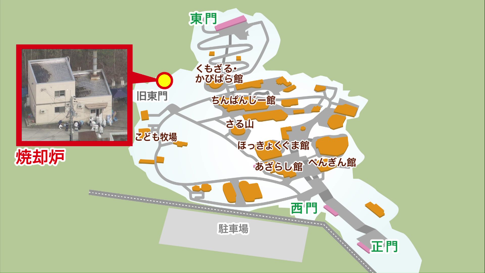 園内の焼却炉の位置