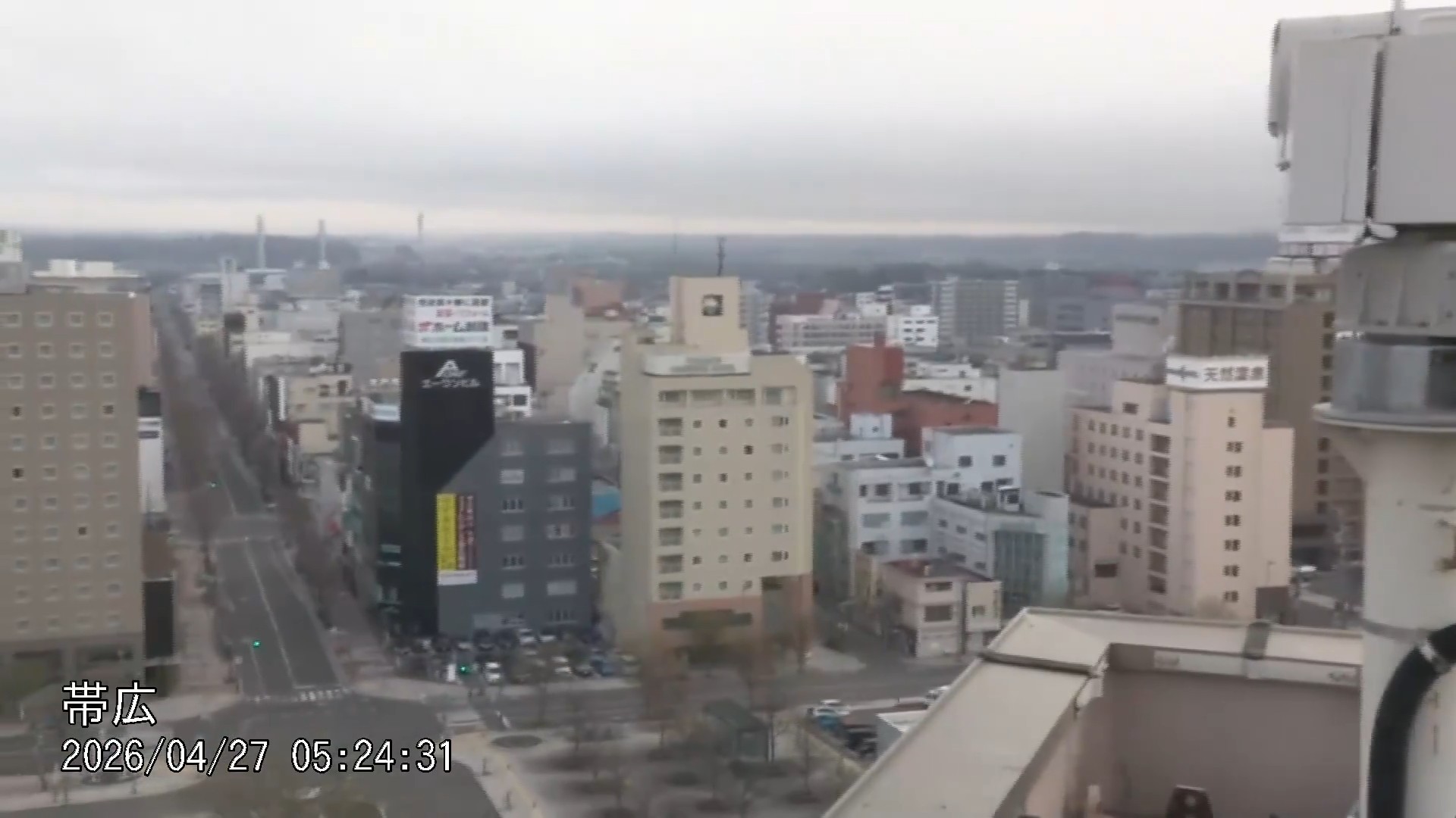 地震発生時の帯広市内の様子　カメラが大きく揺れた