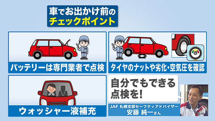車でお出かけ前のチェックポイント