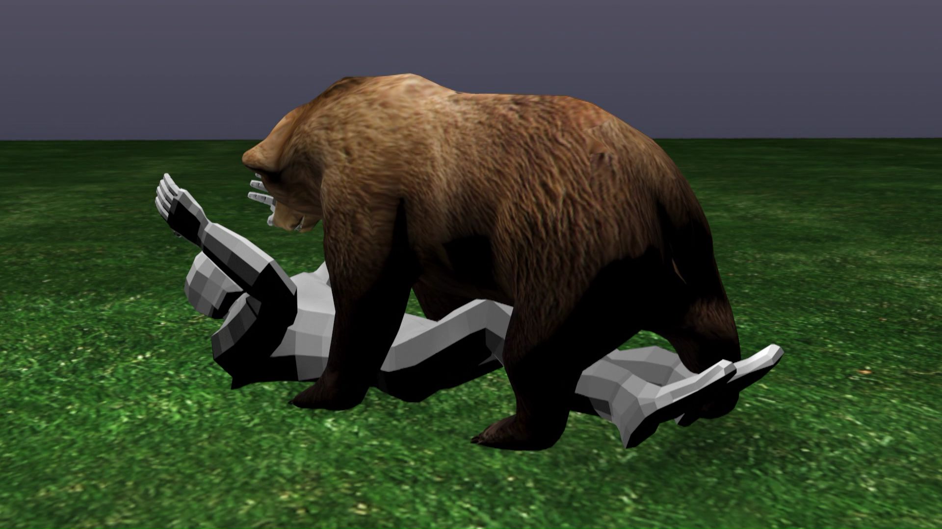 クマに襲われた様子を再現したCG画像
