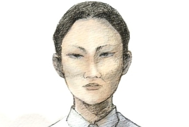 法廷での内田梨瑚被告(イラスト)