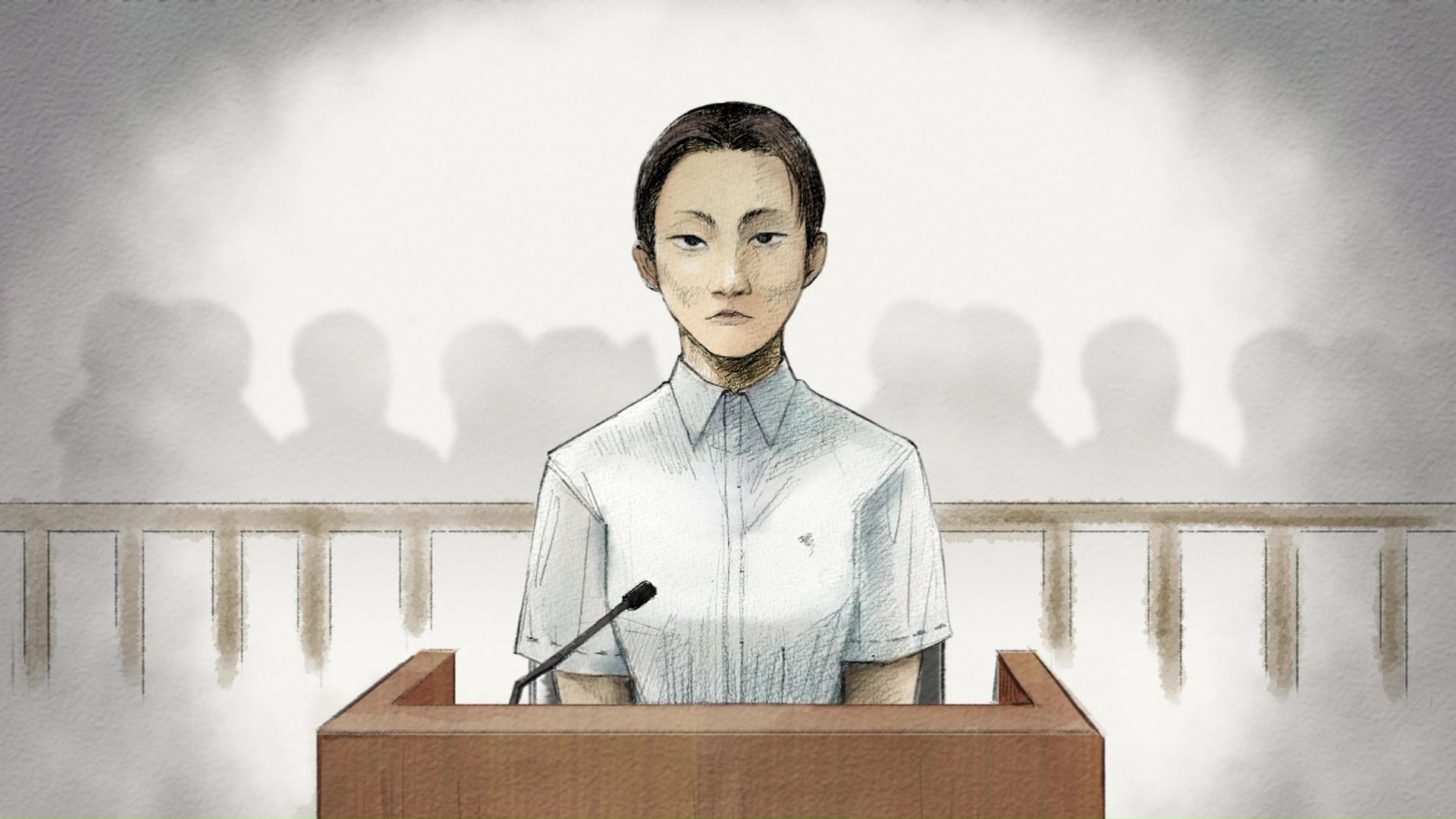 転落への直接的な関与を改めて否認した内田被告（スケッチ）