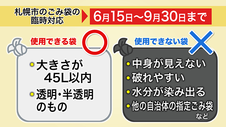 ごみ袋の臨時対応は6月15日～9月30日まで