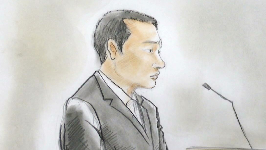 イラスト）法廷内の滝沢被告