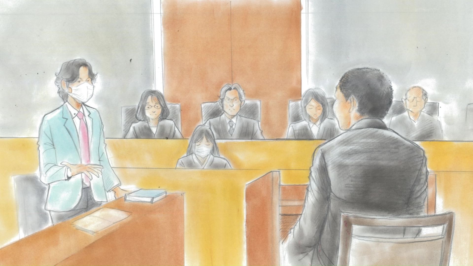 スケッチ）検察側は滝沢被告に懲役20年を求刑