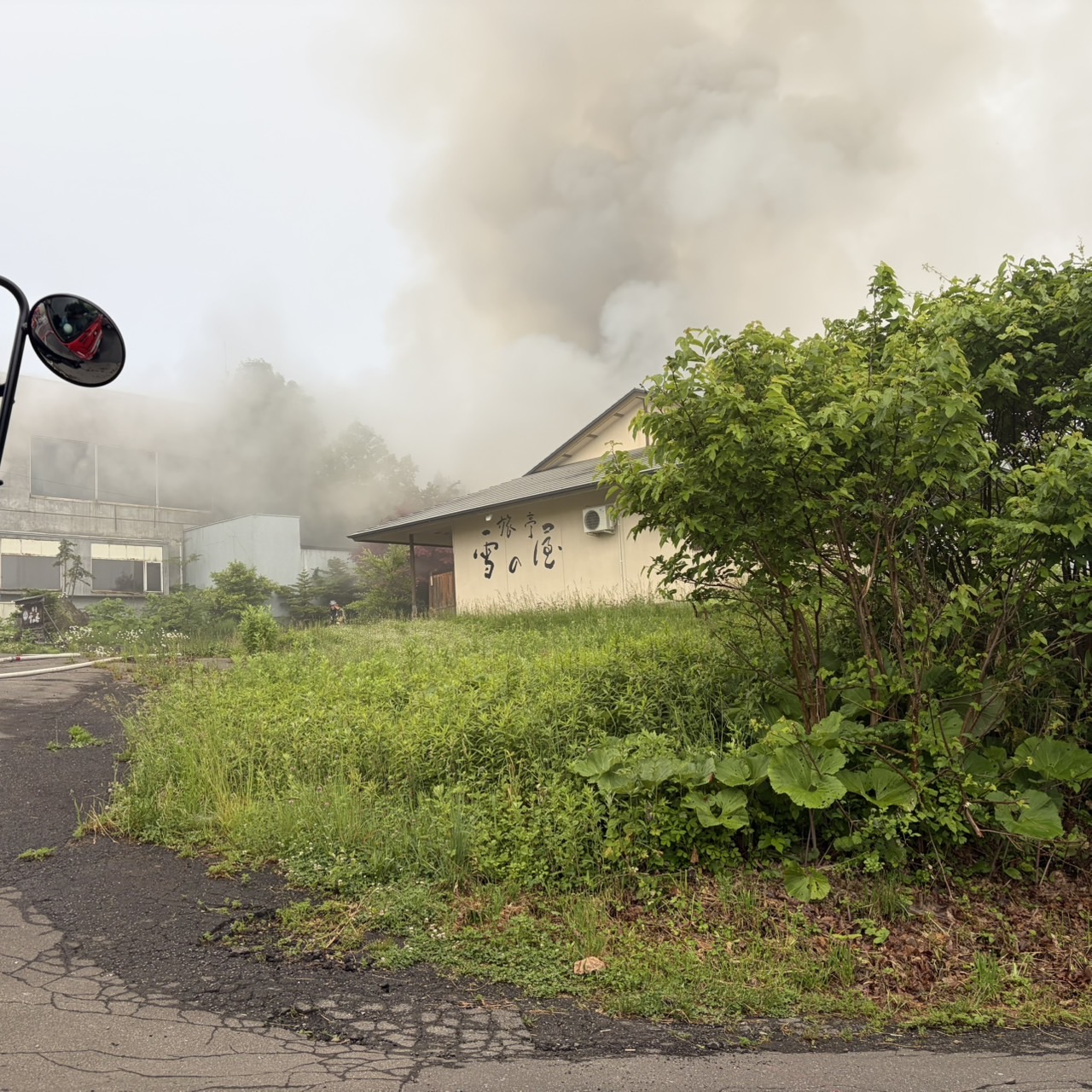 休業中の旅館が焼ける火事(旭川市神居町富沢)