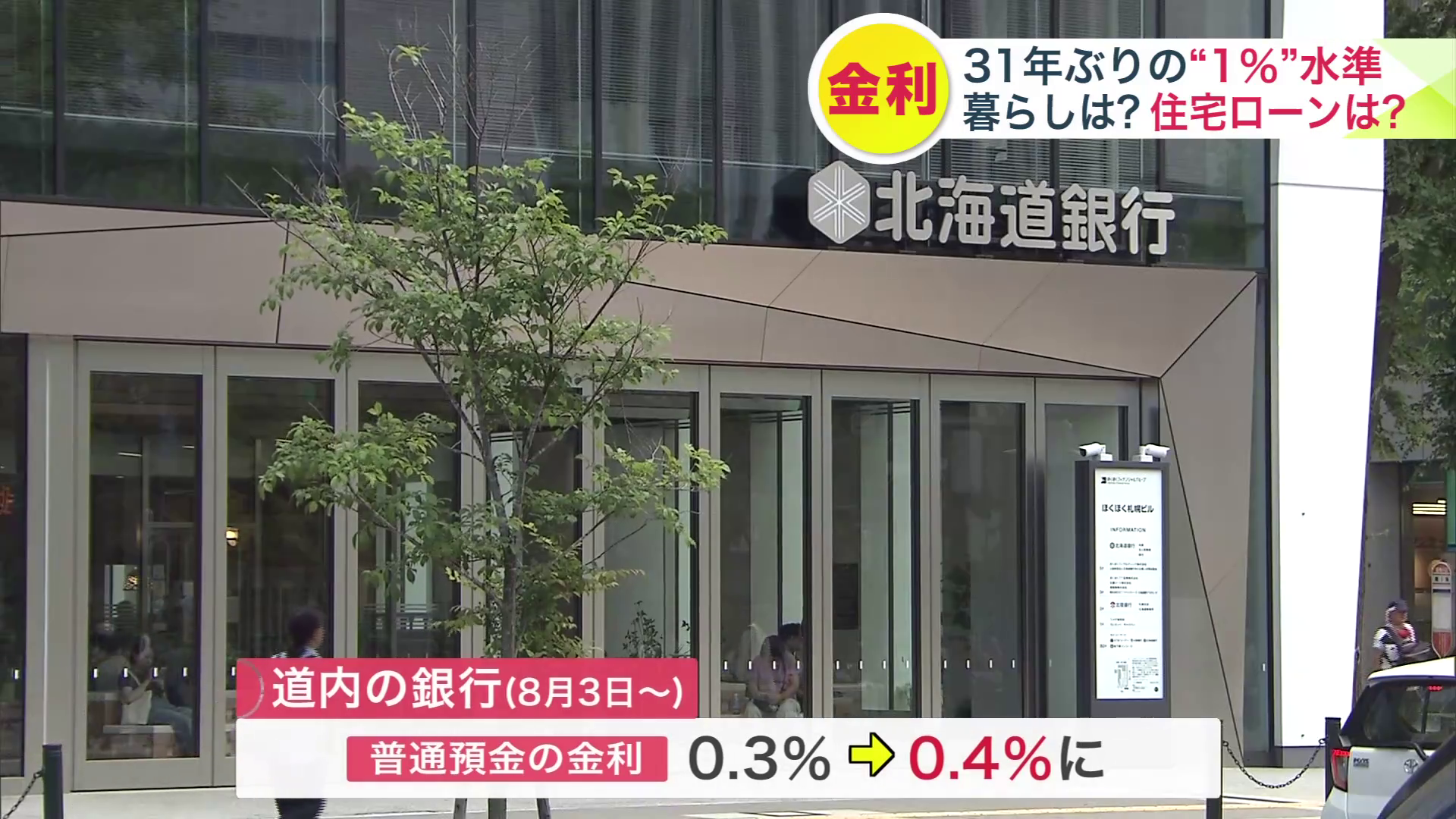 日銀の利上げに伴い、北海道の主要銀行も普通預金の金利引き上げを発表