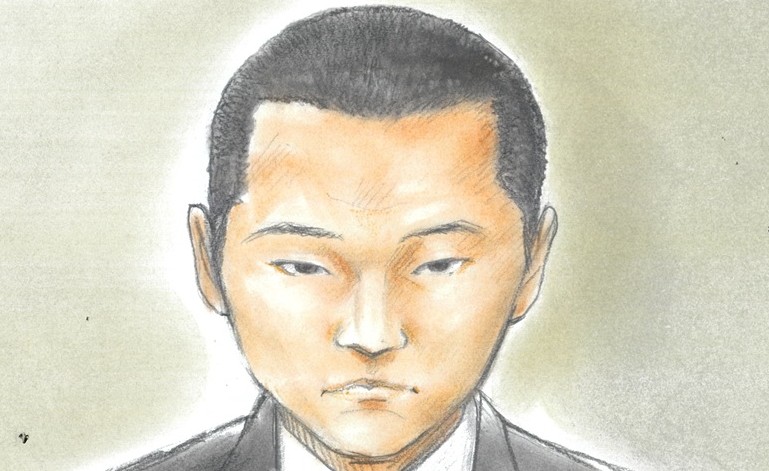 法廷内の滝沢被告(スケッチ)