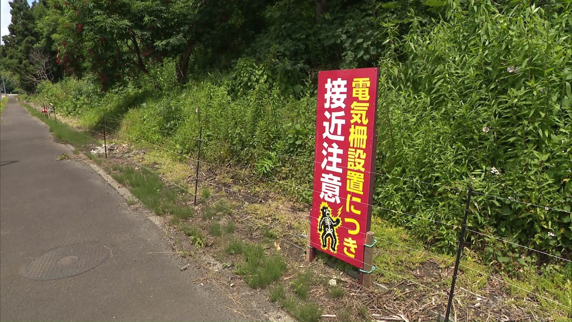 山と住宅地の境目に電気柵を設置