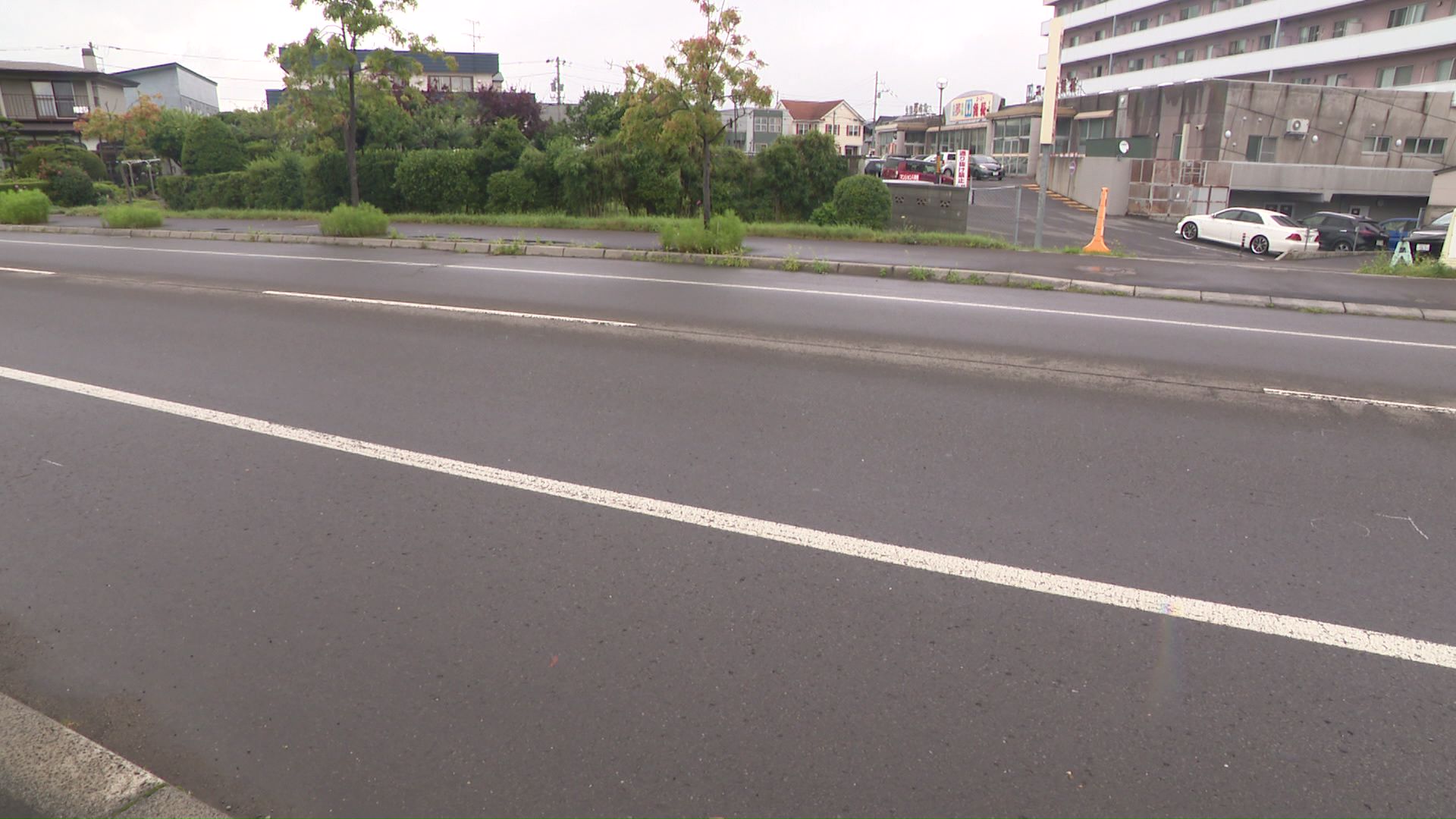 現場の直線道路（函館市昭和2丁目）