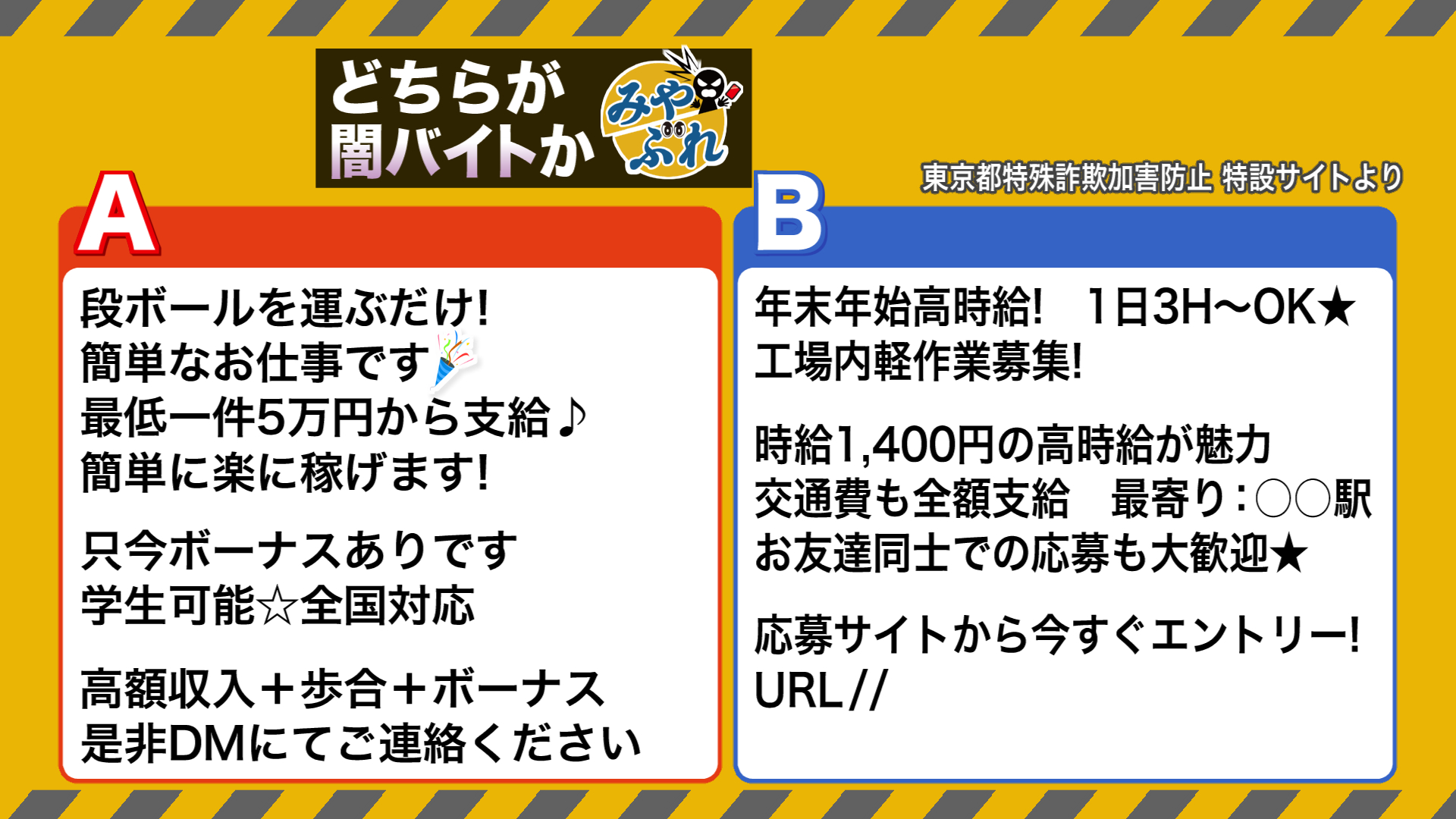 どちらが闇バイトの求人?