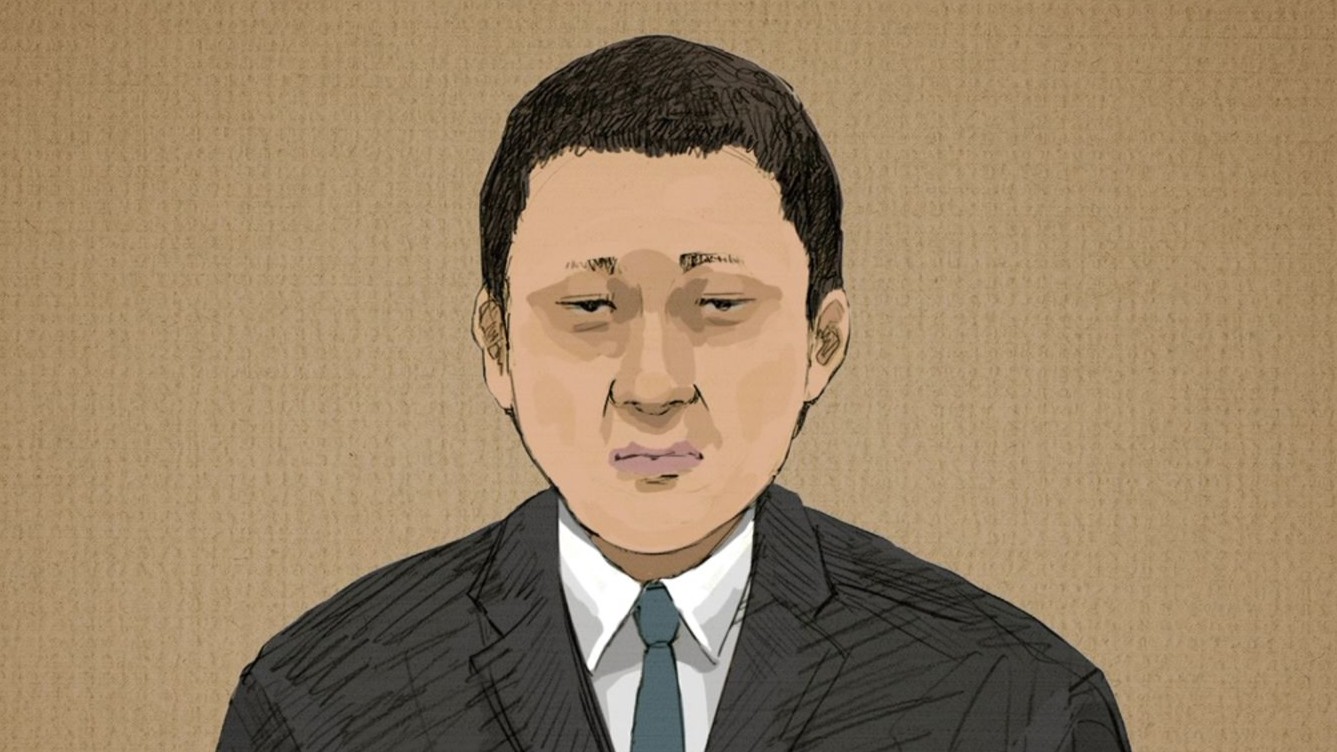 法廷での川口侑斗被告(イラスト)