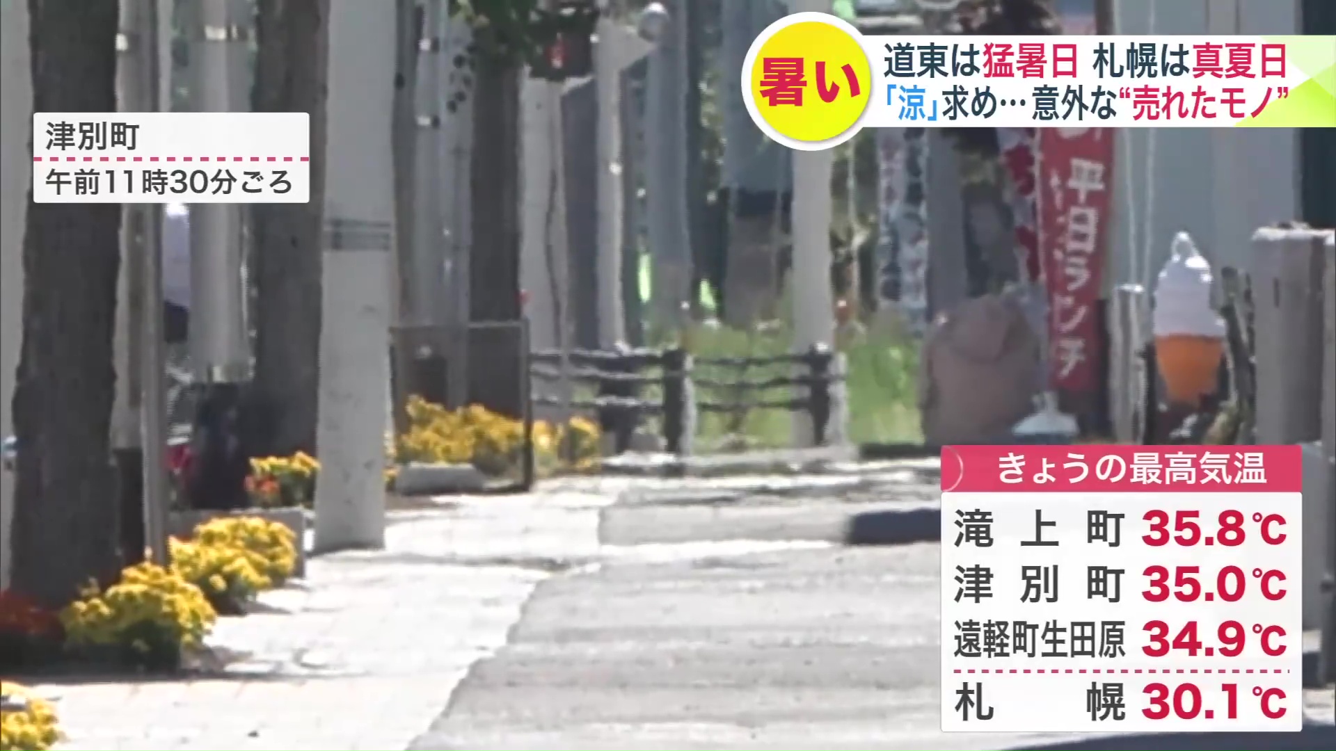 北海道各地で厳しい暑さ