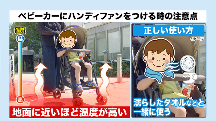 ベビーカーにハンディファンをつける時の注意点