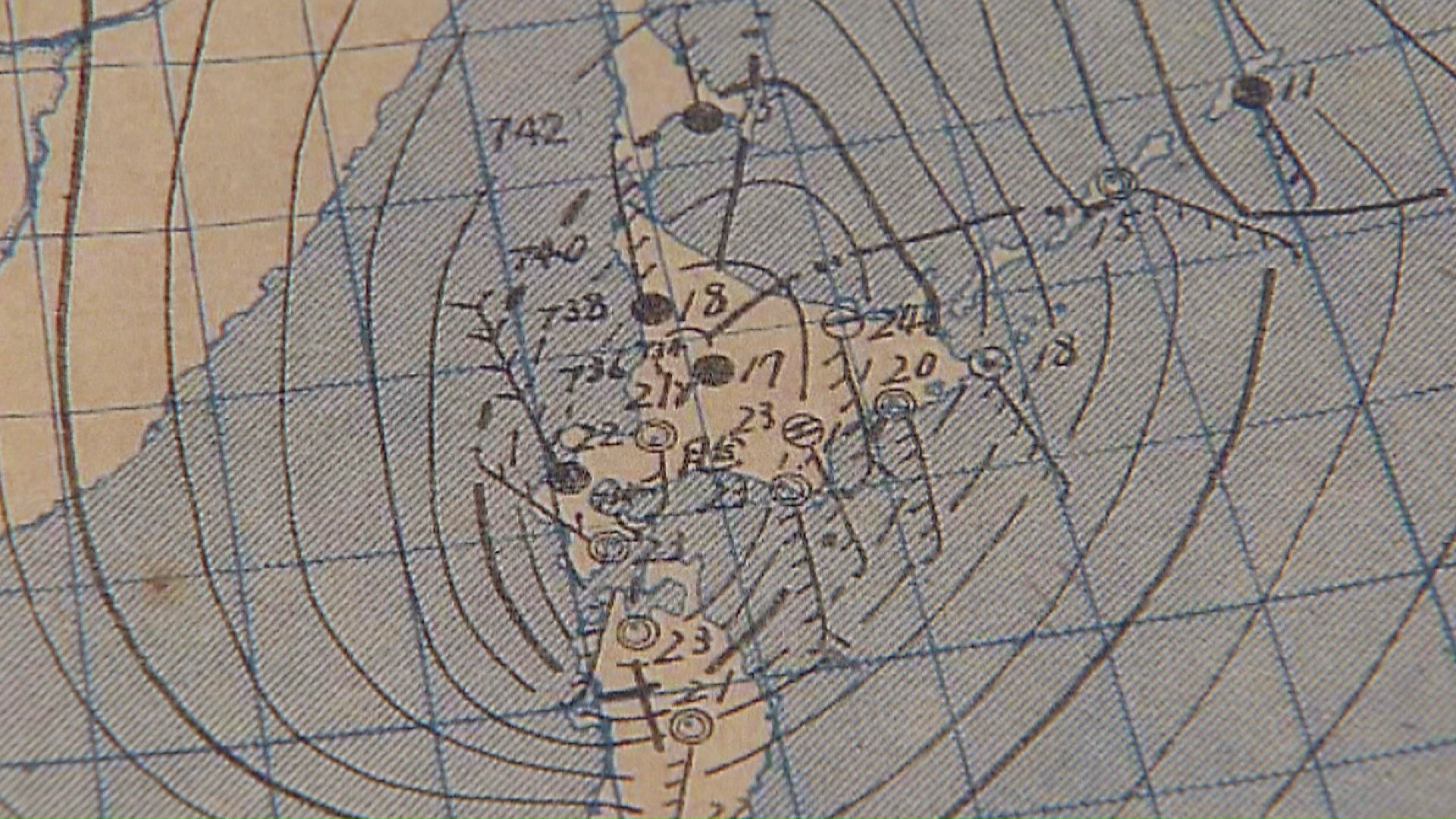 1944年9月18日の天気図(提供:気象庁)