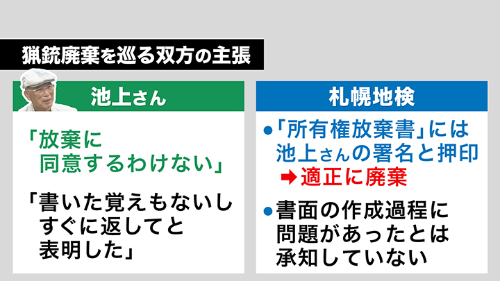 猟銃廃棄をめぐる双方の主張