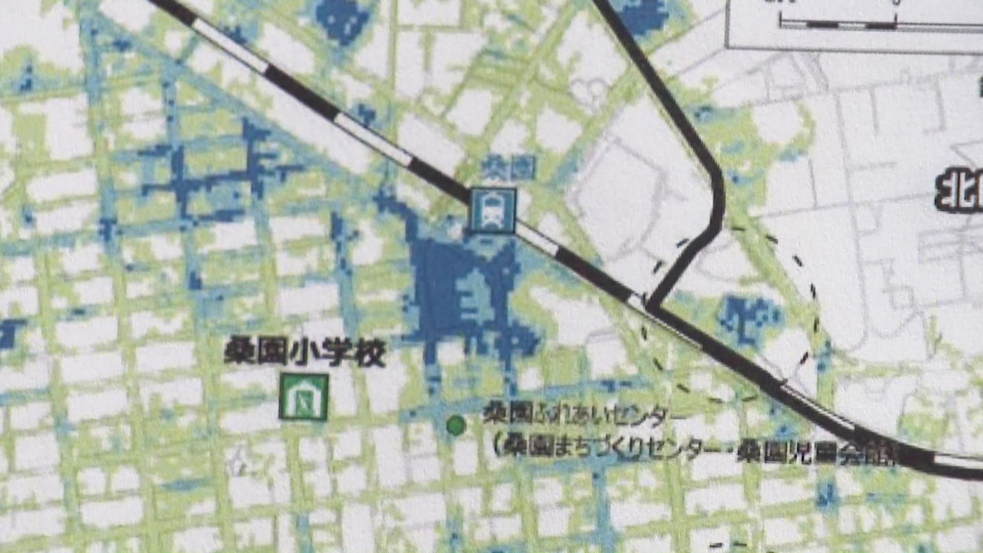JR桑園駅付近の内水氾濫のハザードマップ