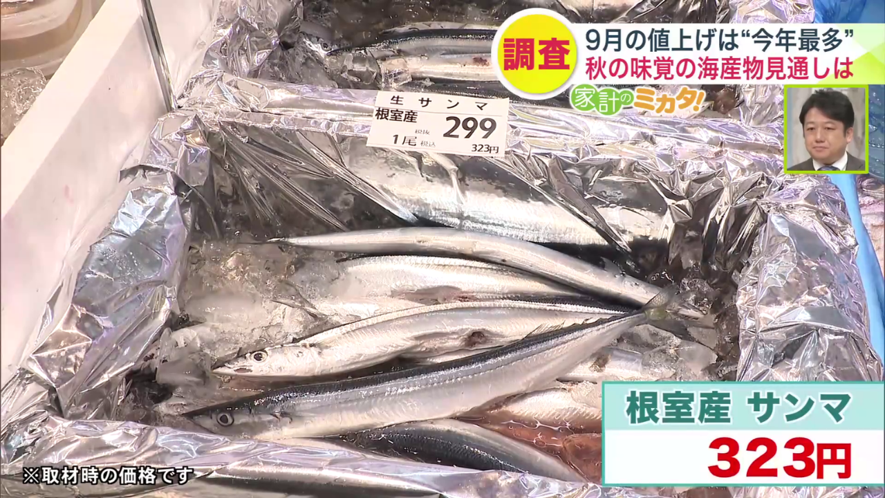 秋の味覚サンマ(※取材時の価格)