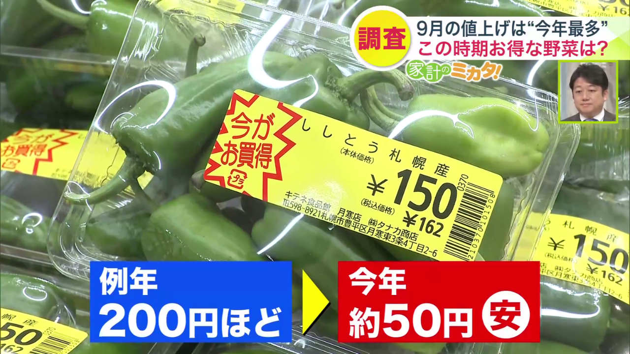 シシトウなどの野菜もお得に(※取材時の価格)