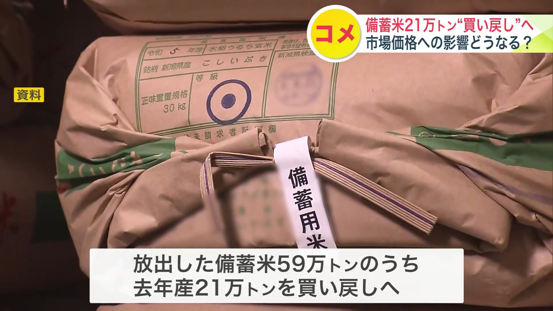2025年産の21万トンを対象に9月中に買い戻す方針