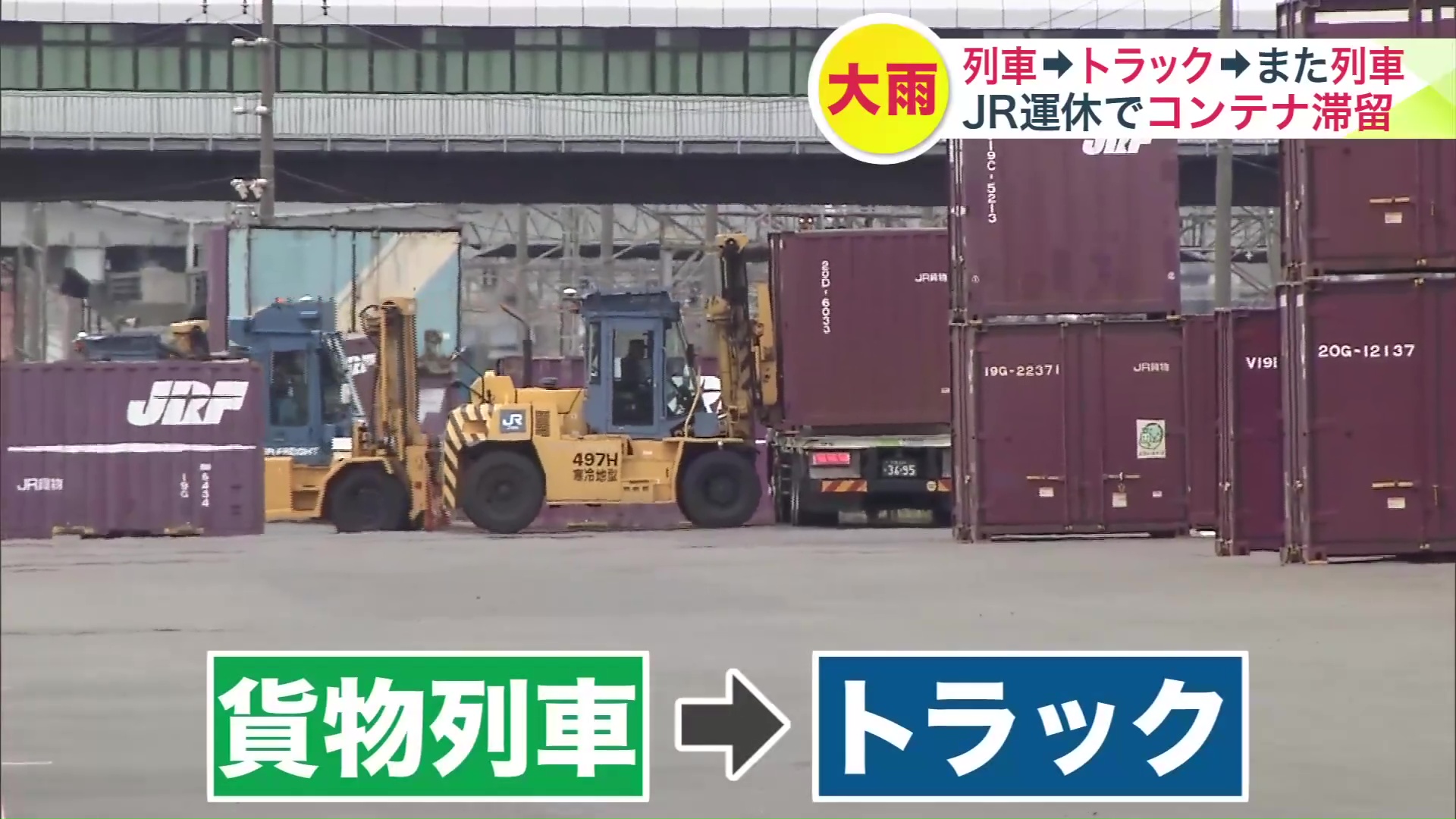 札幌などでコンテナをトラックに積み替える「タマネギ列車」