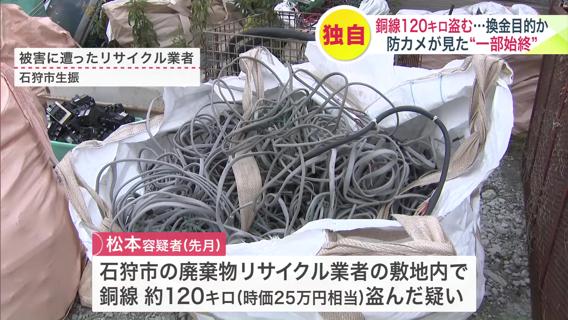 銅線約120キロ 約25万円相当を盗んだ疑い
