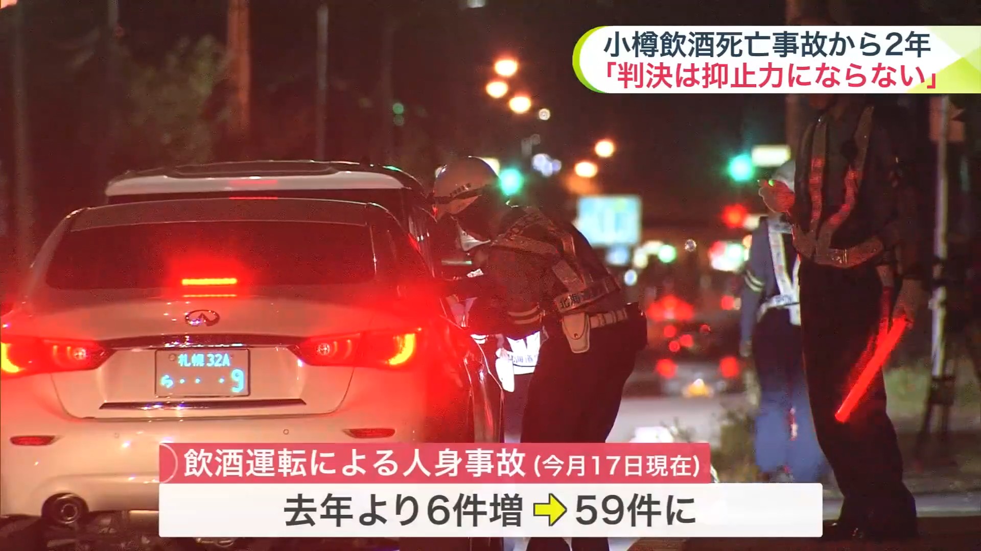 札幌市西区で行われた飲酒運転の取り締まり(22日未明)