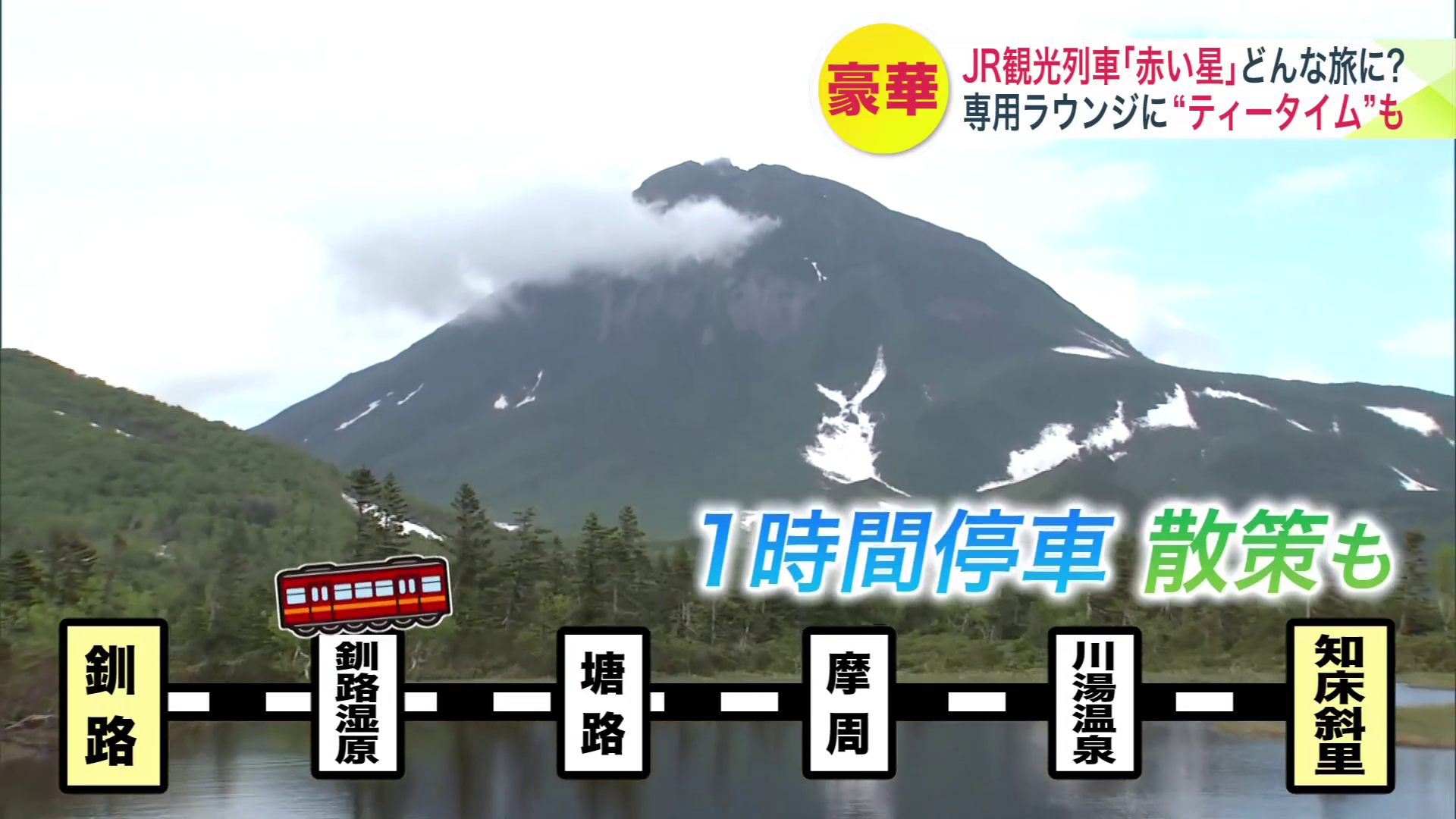 釧路湿原などで停車しながら、知床半島へと向かう