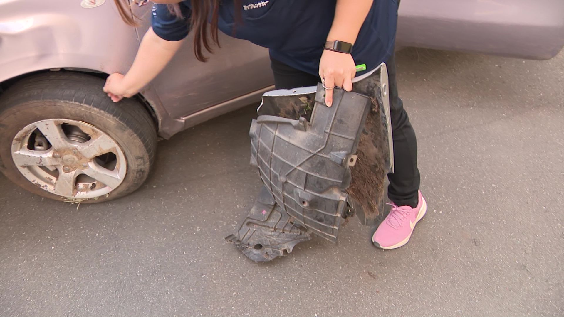 足寄町でシカを避けようとして路外に転落した車