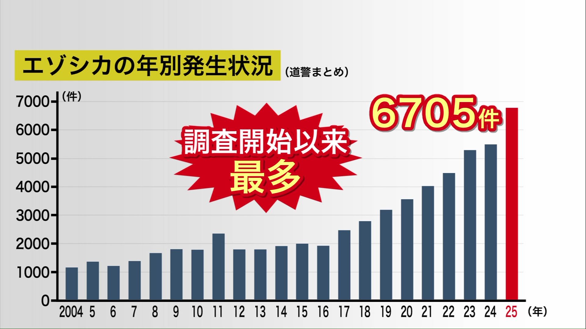 2025年に起きたシカと車の事故は調査開始以来最多