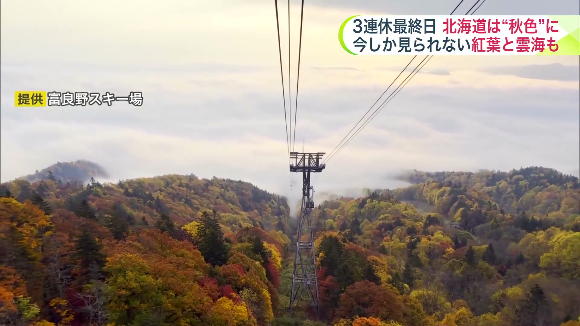 富良野ロープウェーからは紅葉と雲海の共演（提供：富良野スキー場）