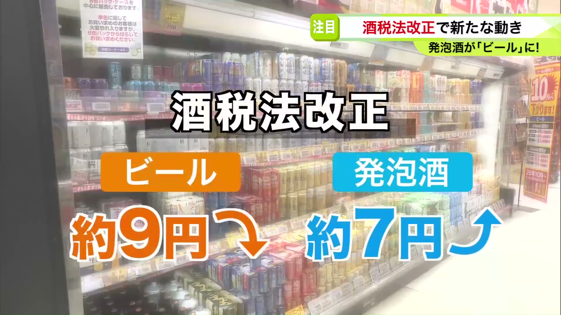 10月からビールの酒税は9円ほど↓ 発泡酒は7円ほど↑
