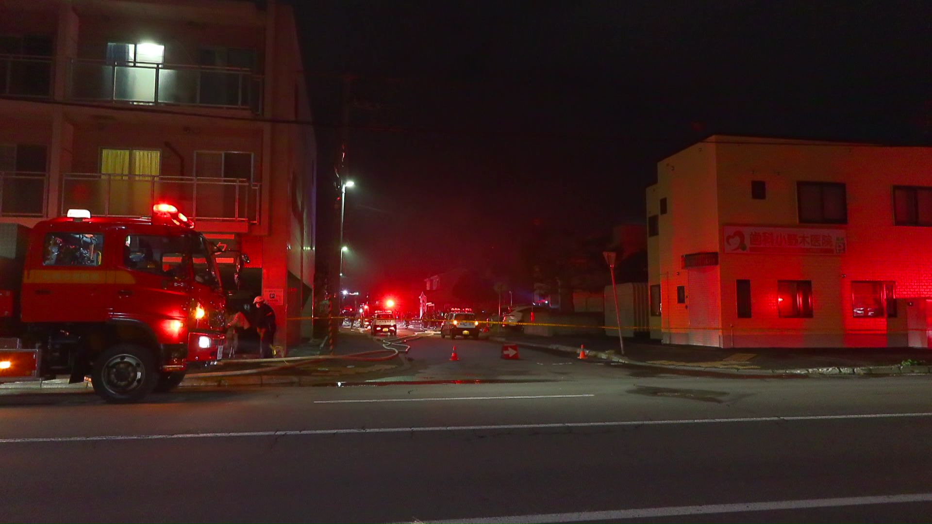 火事があった札幌市北区新琴似1条4丁目の住宅街
