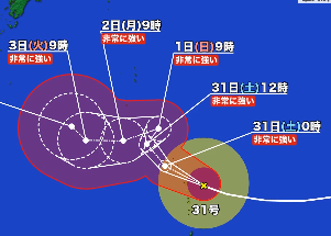 台風31号の予想進路図